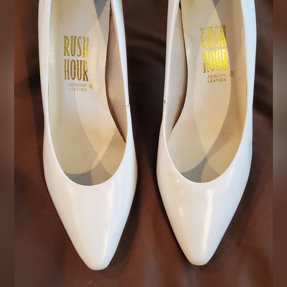 Leather, White High Heel Shoes - Picture 2 of 5